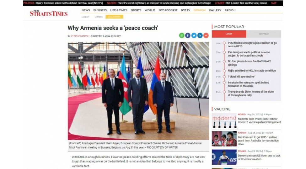 new-straits-times-ermenistan-ne-uchunsulh-meshqchisi-axtarir