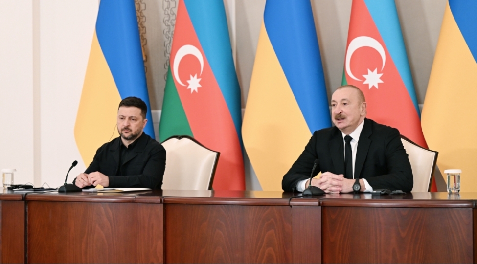 Azərbaycan və Ukrayna prezidentləri mətbuata bəyanatlarla çıxış ediblər